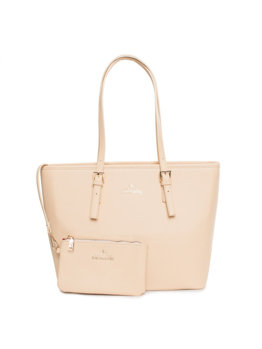 Pfirsichleder-Handtasche mit goldenen Akzenten