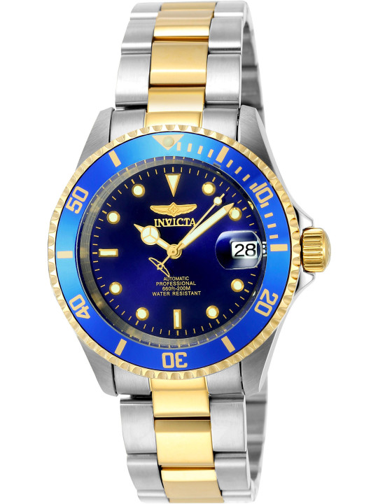 Blaue und goldene Invicta Herrenuhr