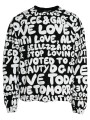 Sweaters Black White Logo Print Crew Neck Sweatshirt Sweater 1.800,00 € 8057142573222 | Planet-Deluxe