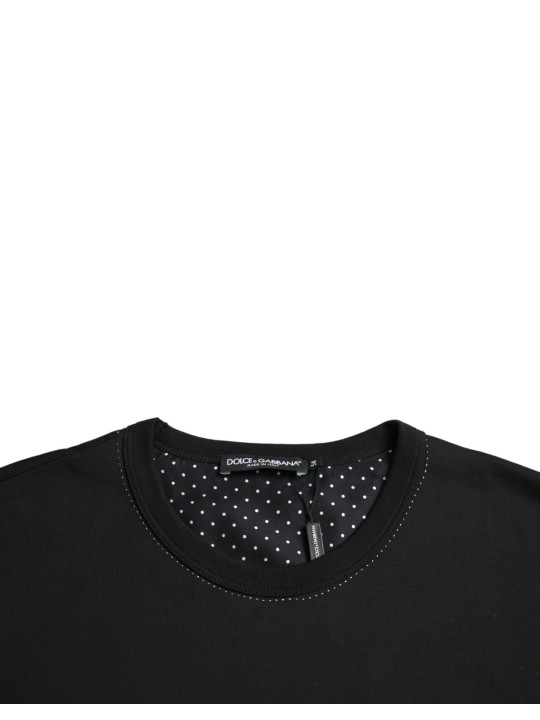T-Shirts Black Cotton Round Neck Short Sleeve T-shirt 630,00 € 8058091803798 | Planet-Deluxe