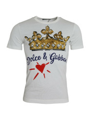 T-Shirts White Gold Crown Print Cotton Crew Neck T-shirt 1.330,00 € 8053286652069 | Planet-Deluxe
