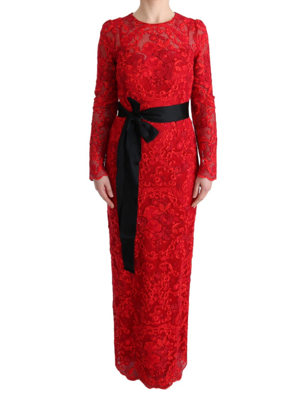 Dresses Elegant Red Sheath Dress with Silk Bow Belt 13.600,00 € 8053901690643 | Planet-Deluxe