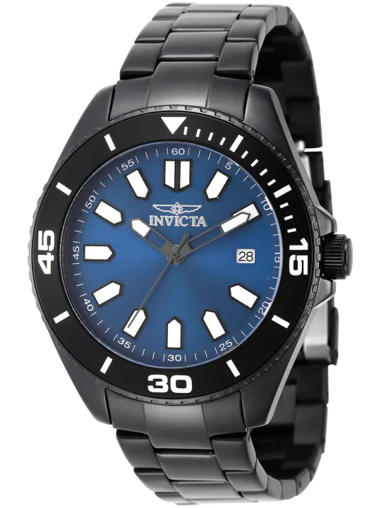 Schwarze Invicta Taucheruhr mit blauem Zifferblatt