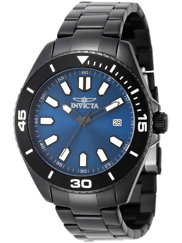 Schwarze Invicta Taucheruhr mit blauem Zifferblatt Schwarze Invicta Taucheruhr mit blauem Zifferblatt
