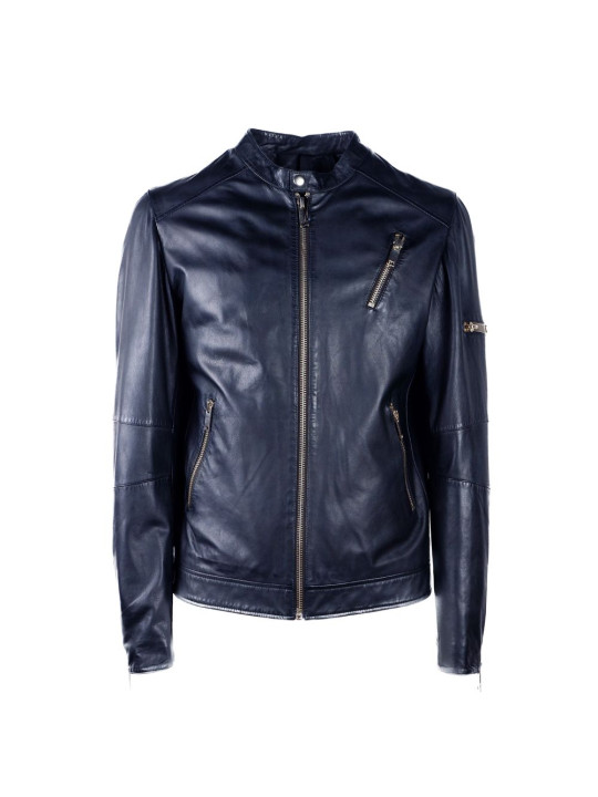 Jackets Blue Leather Jacket 960,00 €  | Planet-Deluxe