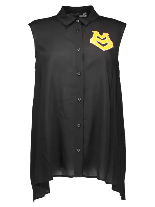 "Italienkragen ärmelloses Hemd mit Logo - Love Moschino"