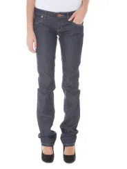 Schmale 5-Pocket Jeans mit Kontrastnähten und Logo