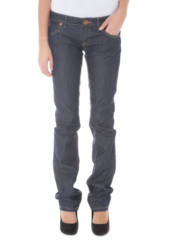 Schmale 5-Pocket Jeans mit Kontrastnähten und Logo