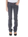 Schmale 5-Pocket Jeans mit Kontrastnähten und Logo