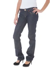 Schmale 5-Pocket Jeans mit Kontrastnähten und Logo