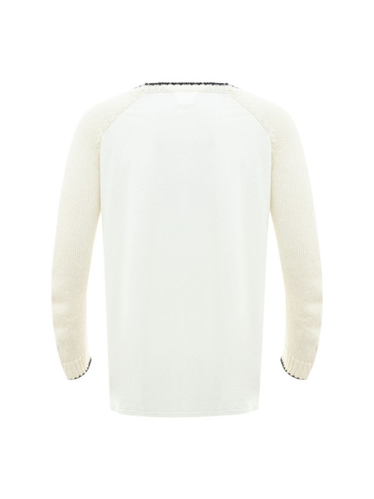 Sweaters Elegant White Cotton Sweater for Men 1.240,00 € 8054326815086 | Planet-Deluxe