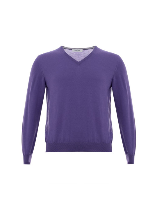 Sweaters Elegant Purple Wool Sweater for Discerning Men 280,00 € 8053632661943 | Planet-Deluxe