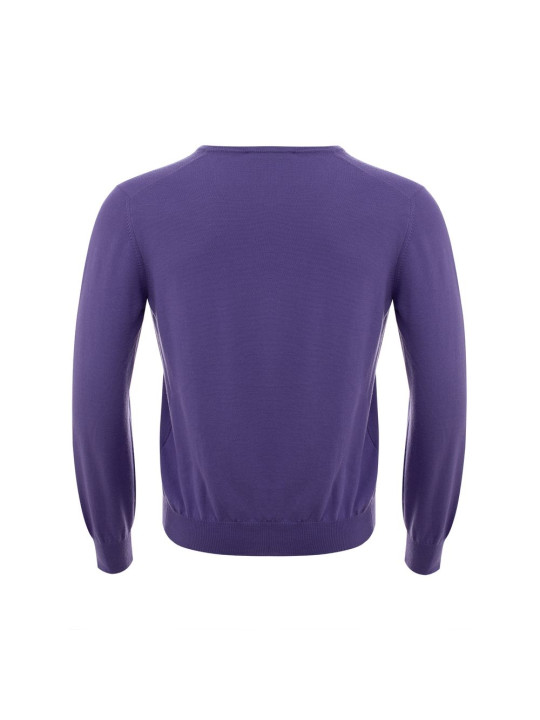 Sweaters Elegant Purple Wool Sweater for Discerning Men 280,00 € 8053632661943 | Planet-Deluxe