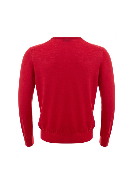 Sweaters Elegant Red Wool Sweater for Men 460,00 € 8053632661738 | Planet-Deluxe