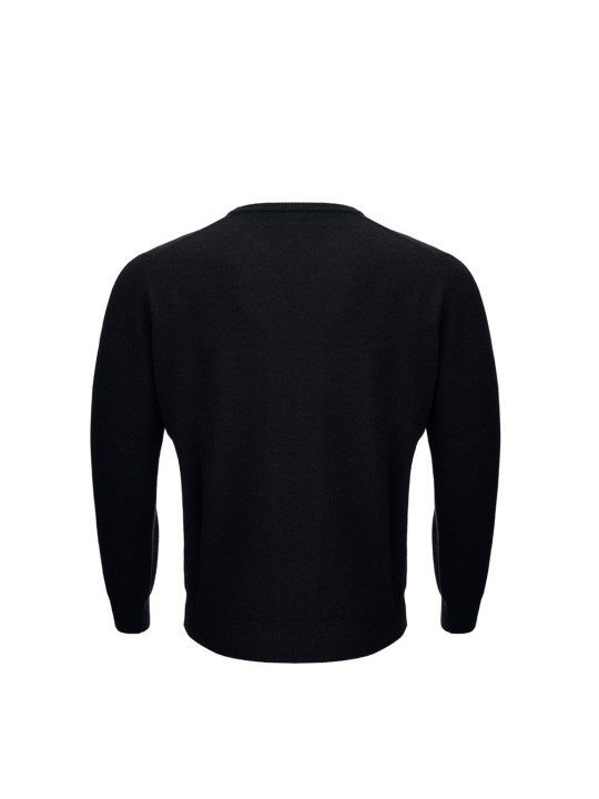 Sweaters Elegant Black Wool Sweater for Men 500,00 € 8053632662858 | Planet-Deluxe