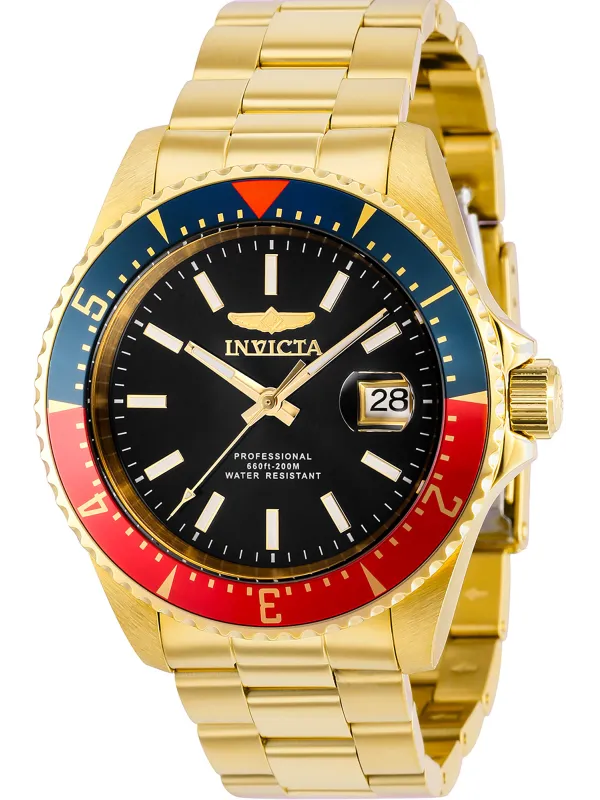 Goldene Invicta Uhr mit farbigem Rand
