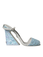 Sandals Light Blue Sequin Ankle Strap Sandals Shoes 1.800,00 € 8057142828124 | Planet-Deluxe