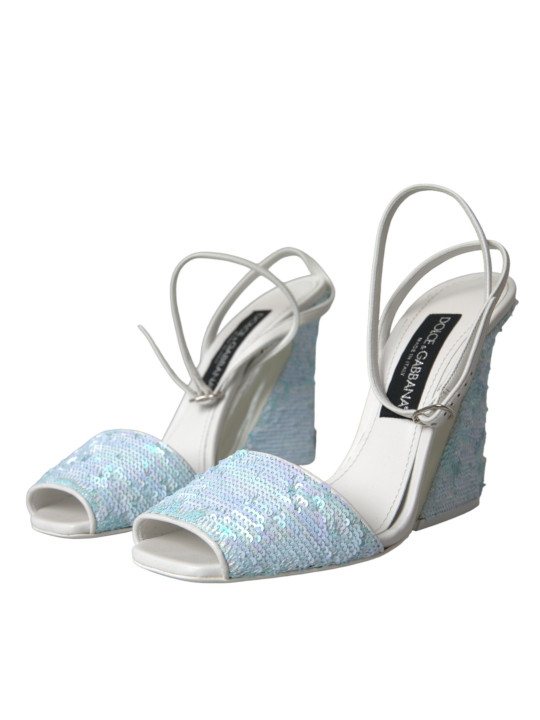 Sandals Light Blue Sequin Ankle Strap Sandals Shoes 1.800,00 € 8057142828124 | Planet-Deluxe