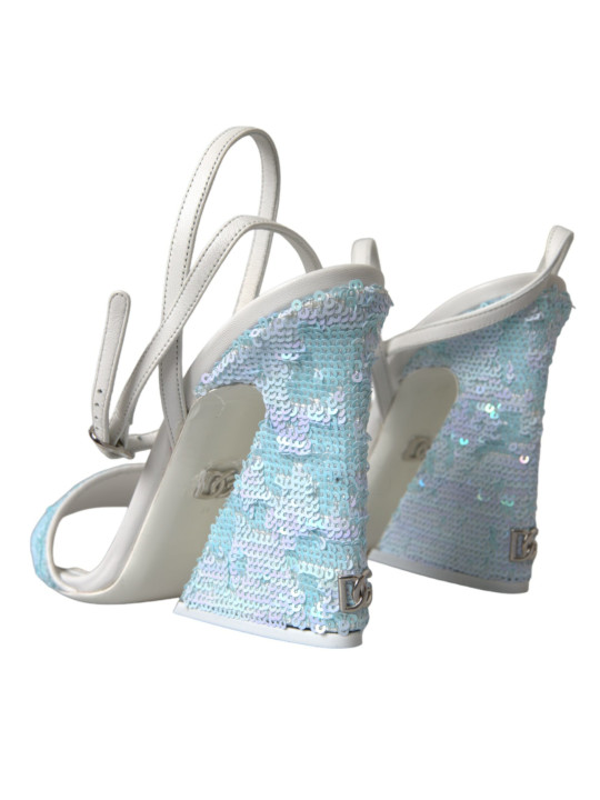 Sandals Light Blue Sequin Ankle Strap Sandals Shoes 1.800,00 € 8057142828124 | Planet-Deluxe