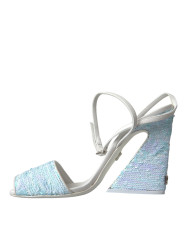 Sandals Light Blue Sequin Ankle Strap Sandals Shoes 1.800,00 € 8057142828124 | Planet-Deluxe