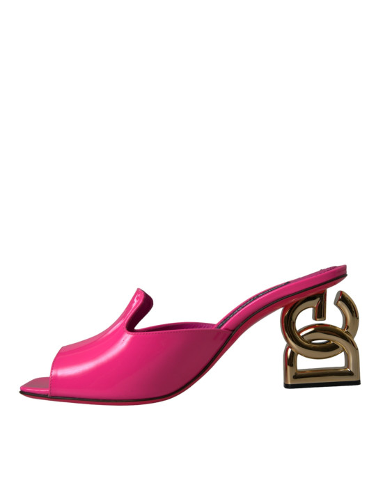 Sandals Neon Pink Leather Logo Heels Sandals Shoes 2.060,00 € 8057142866331 | Planet-Deluxe