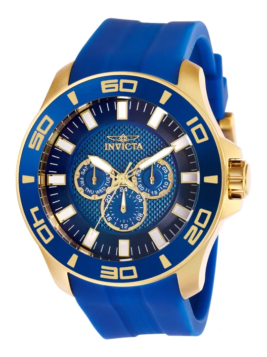 Goldene und blaue Invicta Taucheruhr