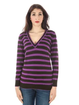 Fred Perry Violett Streifenpullover - Stilvolle Bluse