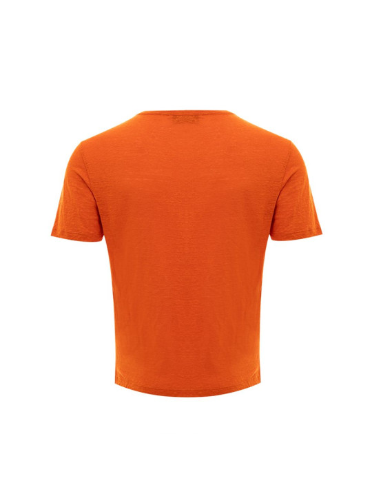 T-Shirts Elegant Linen T-Shirt in Vibrant Orange 310,00 € 8053632663770 | Planet-Deluxe