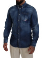 Shirts Blue Washed Collared Men Casual Long Sleeves Shirt 1.290,00 € 8052134501832 | Planet-Deluxe