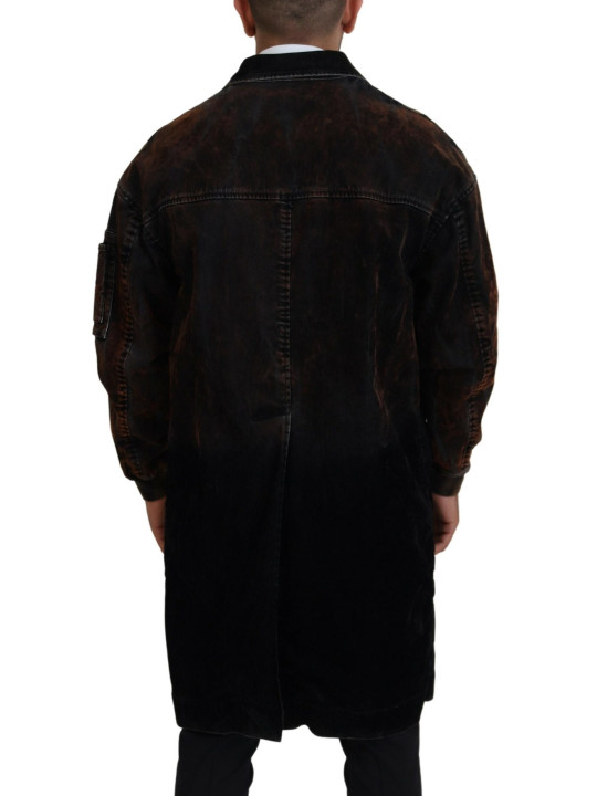 Jackets Brown Full Button Men Long Coat Cotton Jacket 3.600,00 € 8052134612460 | Planet-Deluxe