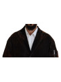 Jackets Brown Full Button Men Long Coat Cotton Jacket 3.600,00 € 8052134612460 | Planet-Deluxe