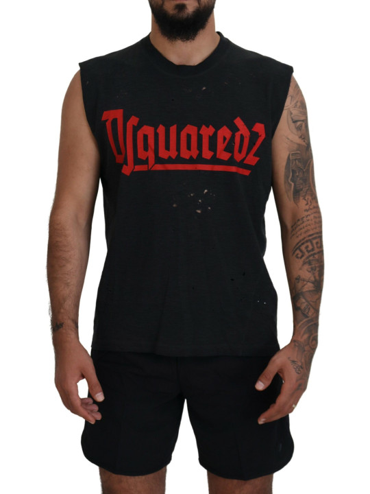 T-Shirts Black Cotton Sleeveless Crewneck Tank T-shirt 810,00 € 8052134531891 | Planet-Deluxe