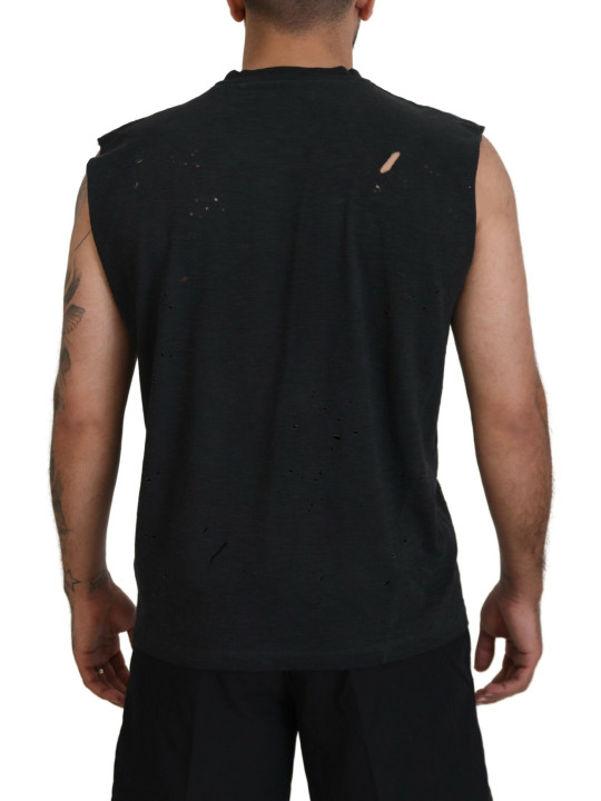 T-Shirts Black Cotton Sleeveless Crewneck Tank T-shirt 810,00 € 8052134531891 | Planet-Deluxe