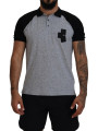 T-Shirts Gray Black Cotton Short Sleeves Collared T-shirt 1.130,00 € 8052134580554 | Planet-Deluxe