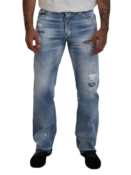 Jeans & Pants Blue Washed Straight Fit Men Casual Denim Jeans 1.740,00 € 8052134515051 | Planet-Deluxe