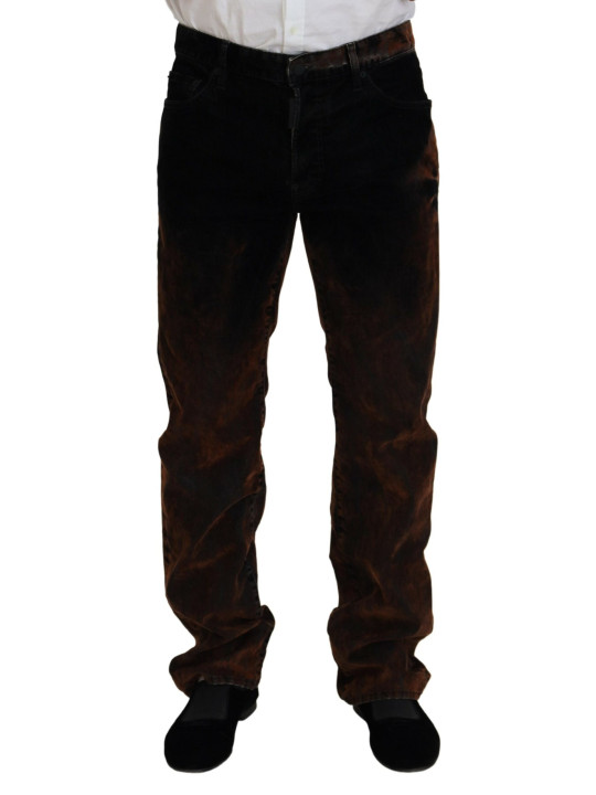 Jeans & Pants Brown Washed Cotton Straight Fit Casual Denim Jeans 1.630,00 € 8050249426224 | Planet-Deluxe