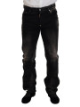 Jeans & Pants Black Washed Cotton Straight Fit Casual Denim Jeans 1.480,00 € 7333413003775 | Planet-Deluxe