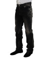 Jeans & Pants Black Washed Cotton Straight Fit Casual Denim Jeans 1.480,00 € 7333413003775 | Planet-Deluxe