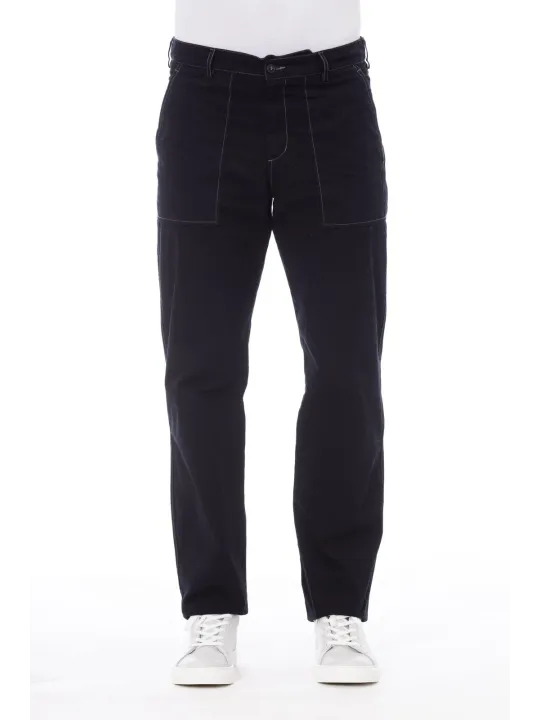Marineblaue gerade geschnittene Jeans