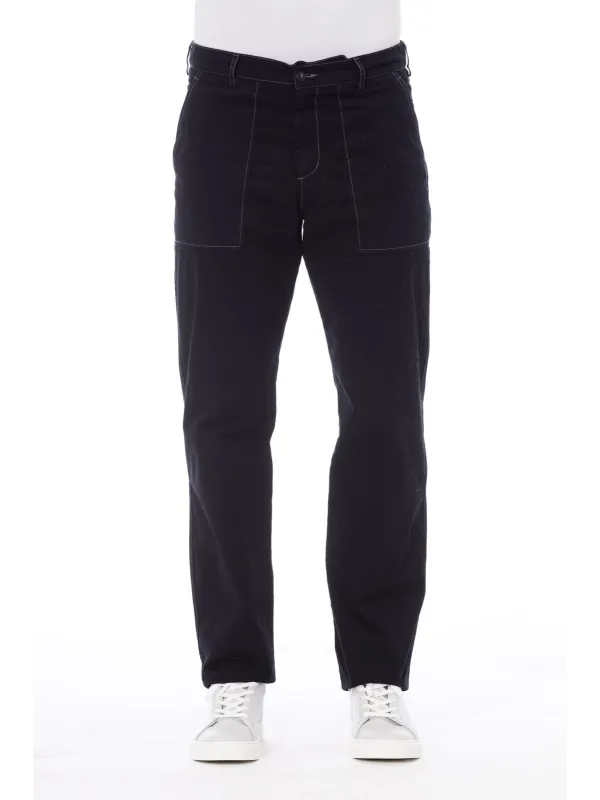 Marineblaue gerade geschnittene Jeans