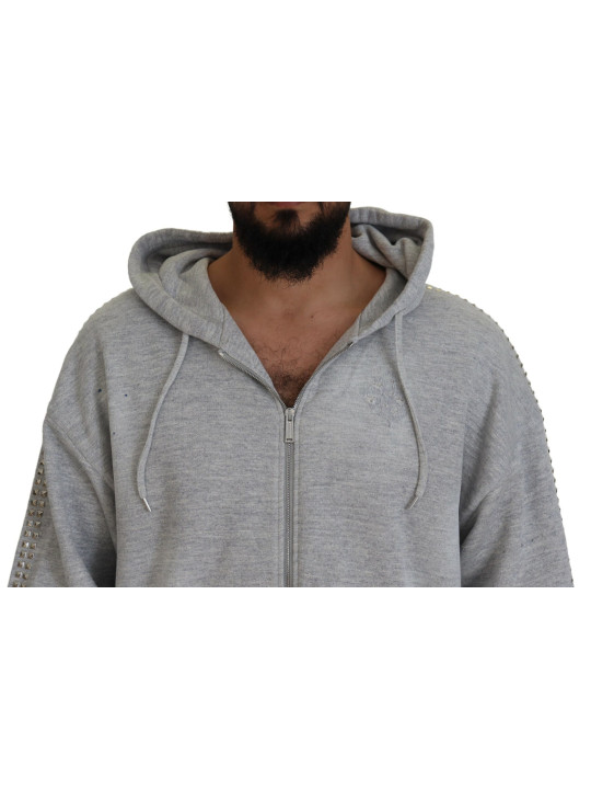 Sweaters Gray Hooded Printed Crystal Embellishment Sweater 2.230,00 € 8052134520505 | Planet-Deluxe