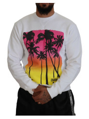 Sweaters White Cotton Printed Long Sleeves Pullover Sweater 1.000,00 € 8052134534519 | Planet-Deluxe