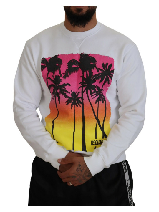 Sweaters White Cotton Printed Long Sleeves Pullover Sweater 1.000,00 € 8052134534519 | Planet-Deluxe
