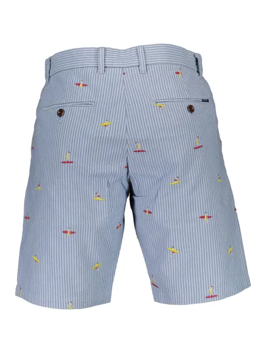 "GANT Hosen im Sale | GANT Sommer Seersucker Shorts - Blau-Weiß mit Segelboot-Print online kaufen"|Planet-Deluxe