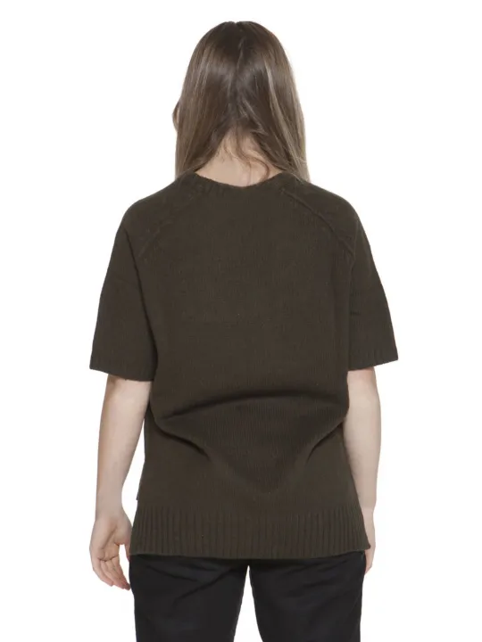 GANT Olivgrüner Kurzarm-Pullover mit Diamantmuster