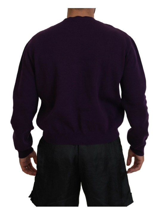 Sweaters Purple Cotton Printed Men Pullover Sweater 1.240,00 € 8050249425715 | Planet-Deluxe