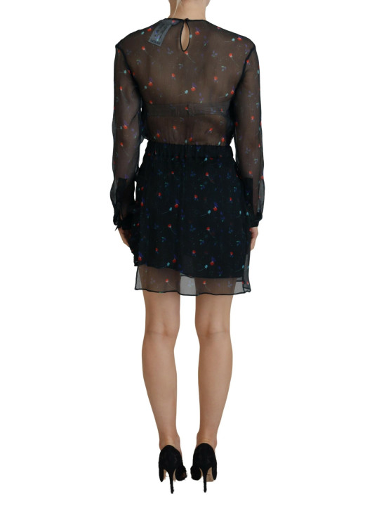 Dresses Black Floral Silk Long Sleeves Sheath Mini Dress 1.740,00 € 8052134697986 | Planet-Deluxe