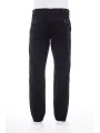 Schwarze Schlaghosen mit weißem Saum