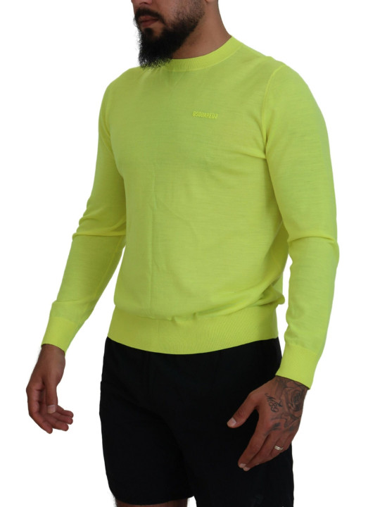 Sweaters Yellow Green Long Sleeves Men Pullover Sweater 1.220,00 € 8052134569832 | Planet-Deluxe