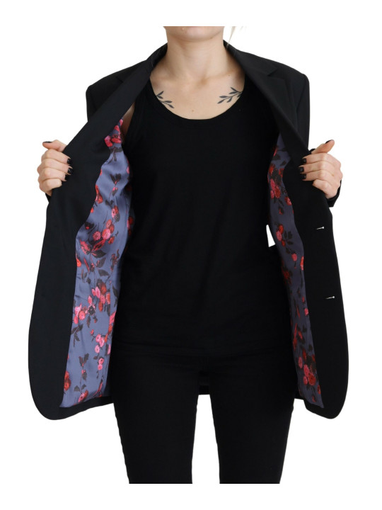 Jackets & Coats Black Flower Single Breasted Coat Blazer 3.640,00 € 8052134630983 | Planet-Deluxe